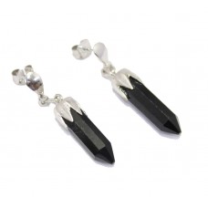 Dangle Earrings Black Onyx Women's Silver Solid 925 Gemstone Handmade A548